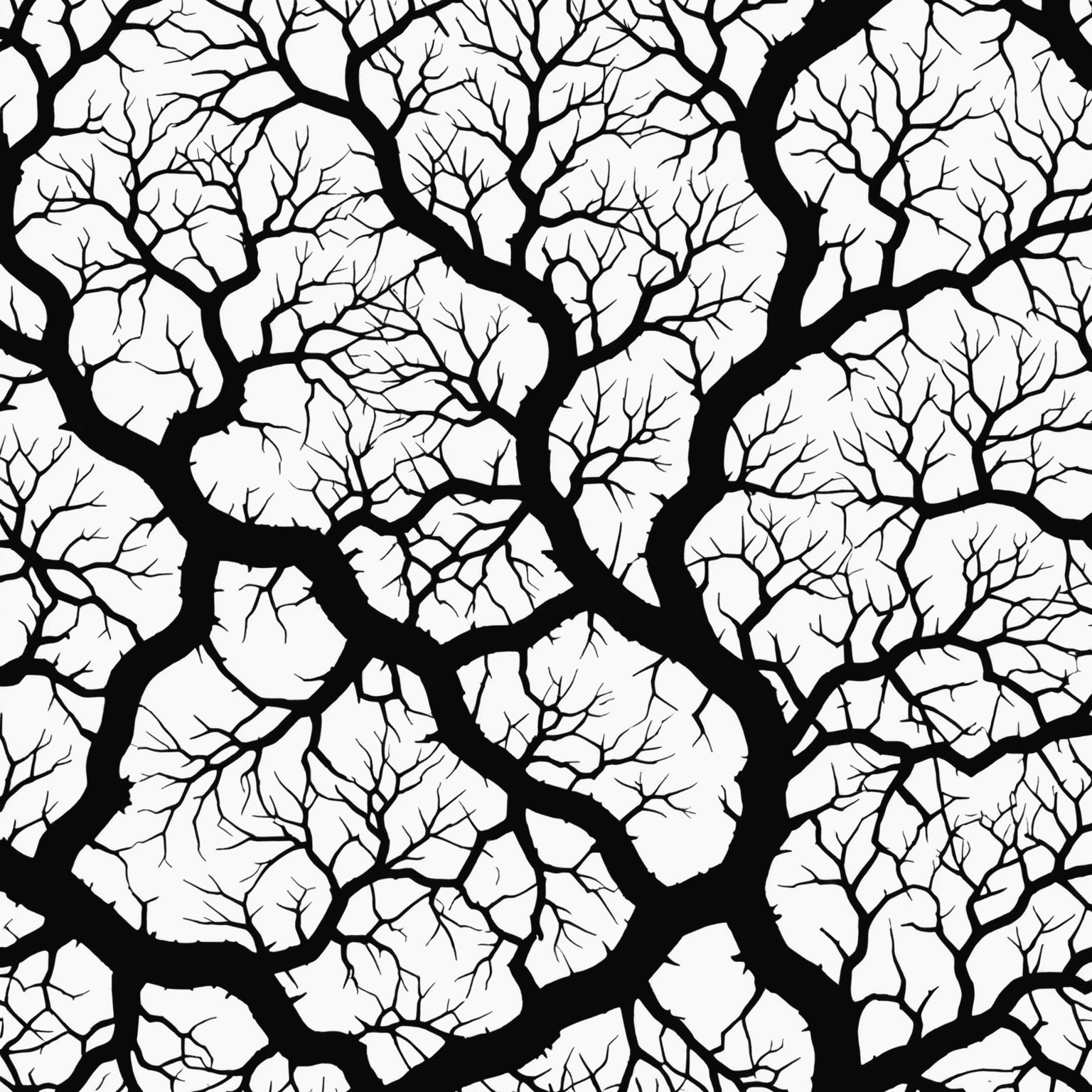 Abstract visualization of fractal earthquake patterns, showing branching fault lines in black against a white background, resembling lightning or tree branches