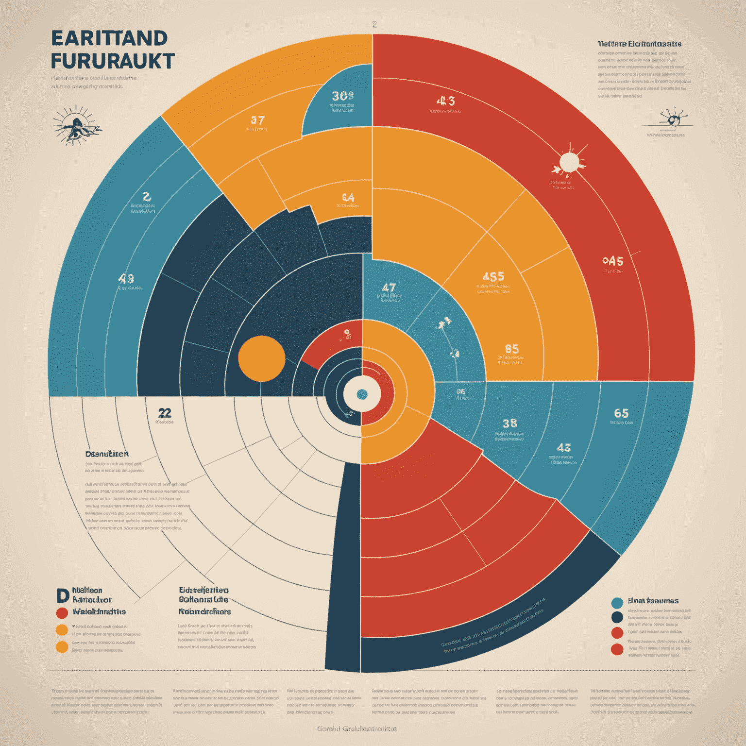 A minimalist infographic showing how the golden ratio might be applied to various natural disasters, including wildfires, hurricanes, and earthquake patterns, using simple geometric shapes and lines.